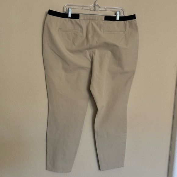 Lafayette 148 Brown Pants Size 16-18 Black Waistband Flat Front Pull On - Picture 2 of 15